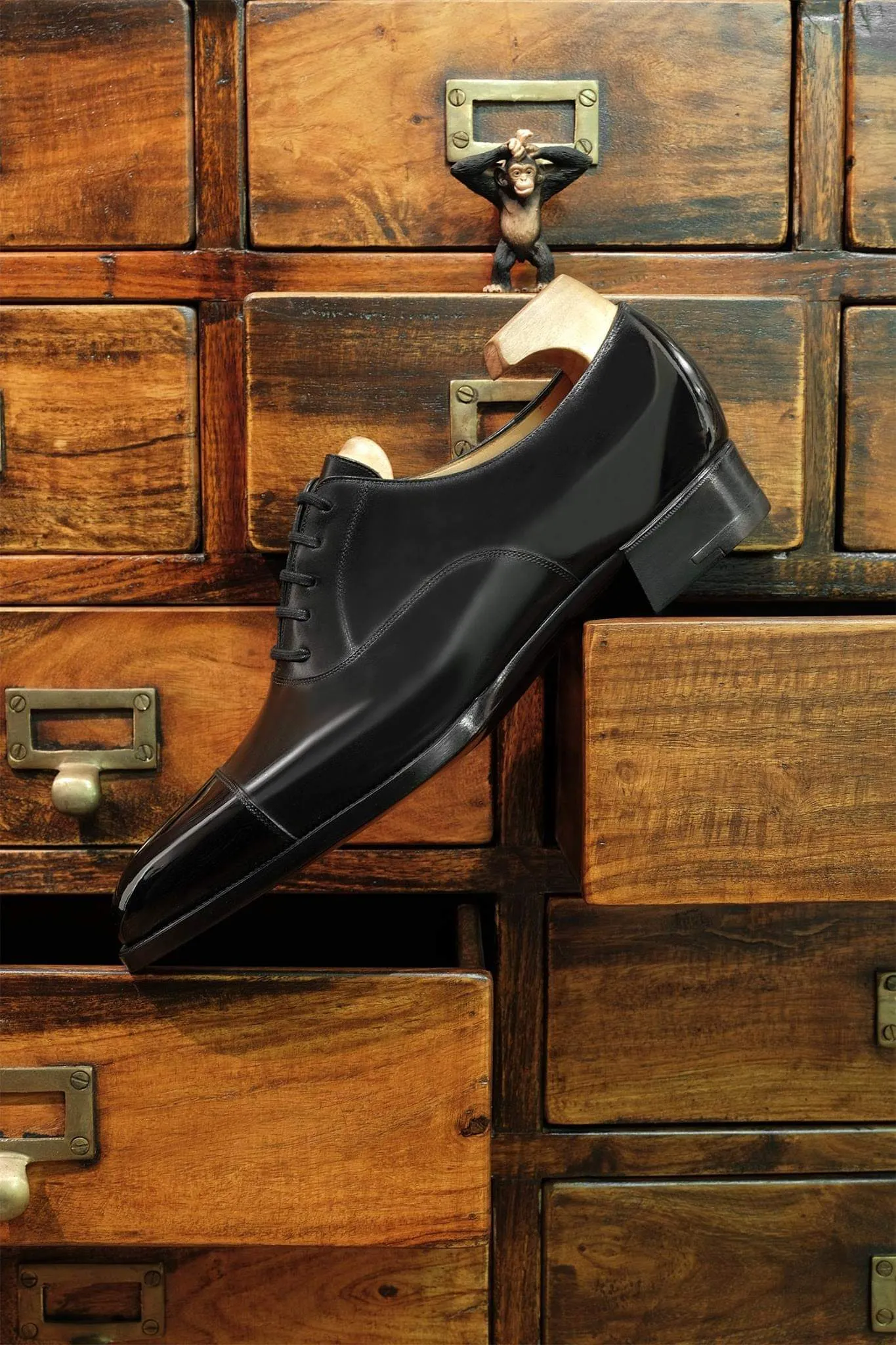 Black Leather Drystan Toe Cap Balmoral Oxfords - Formal Shoes - SS23