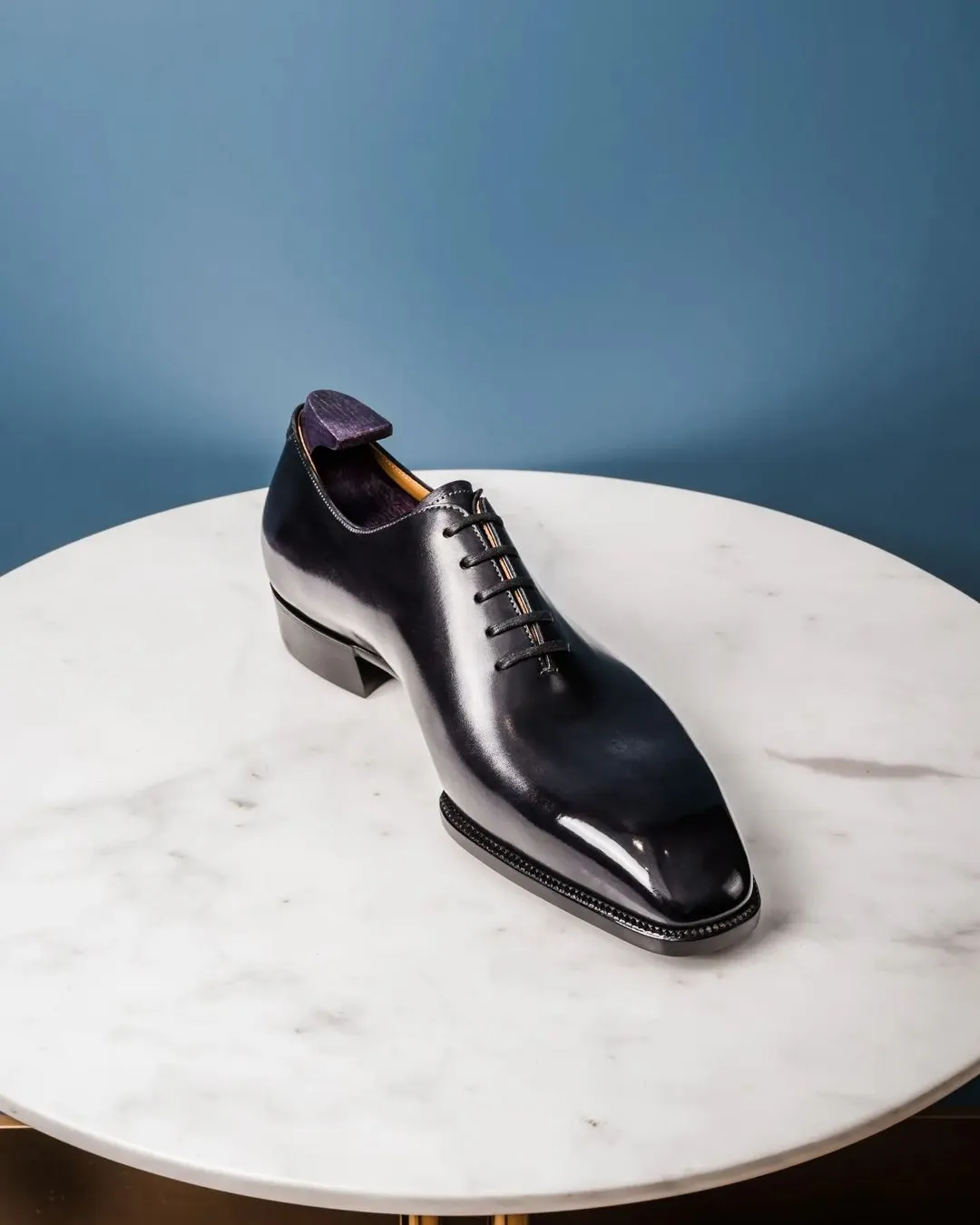 Black Patina Leather Nemria Whole Cut Oxfords - Formal Shoes - AW24