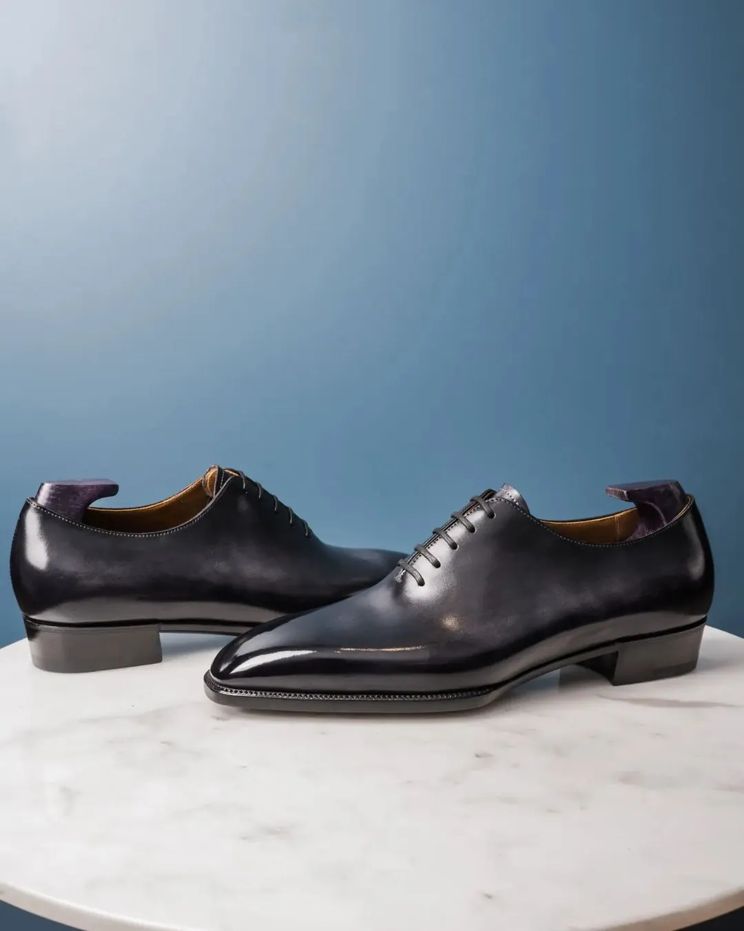 Black Patina Leather Nemria Whole Cut Oxfords - Formal Shoes - AW24