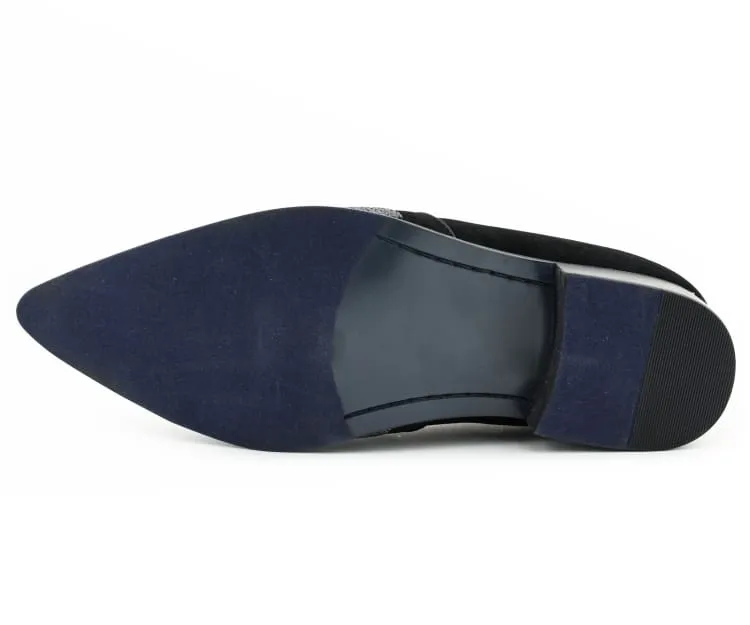 Bolano Dezzy Men's Silver Rhinestone Glitter Tuxedo Slippers