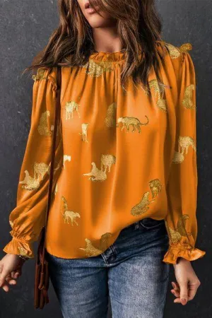 Born To Be Wild Leopard Print Long Sleeve Blouse