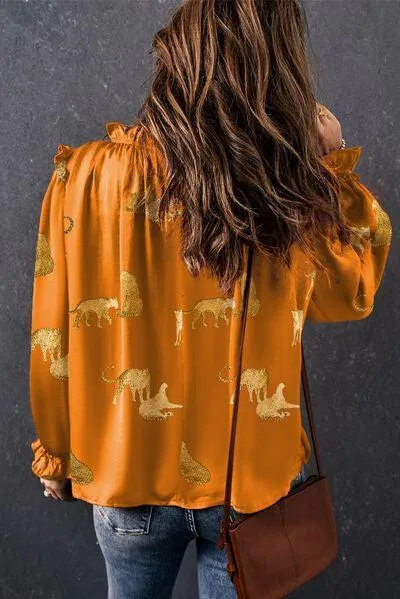 Born To Be Wild Leopard Print Long Sleeve Blouse