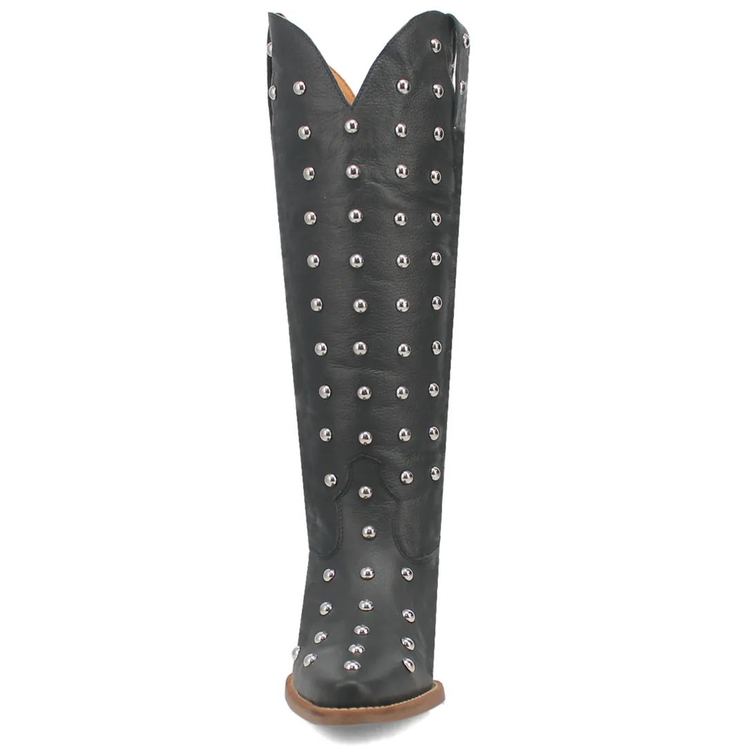 Broadway Bunny Leather Boot - Black/Black - DI155-BK