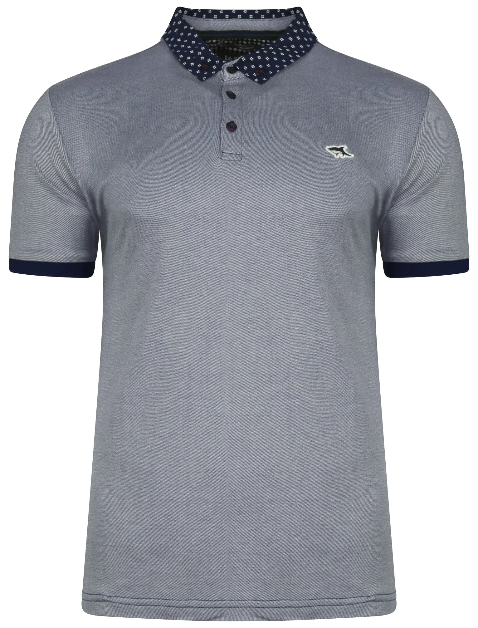 Chatham Patterned Collar Polo Shirt in True Navy - Le Shark