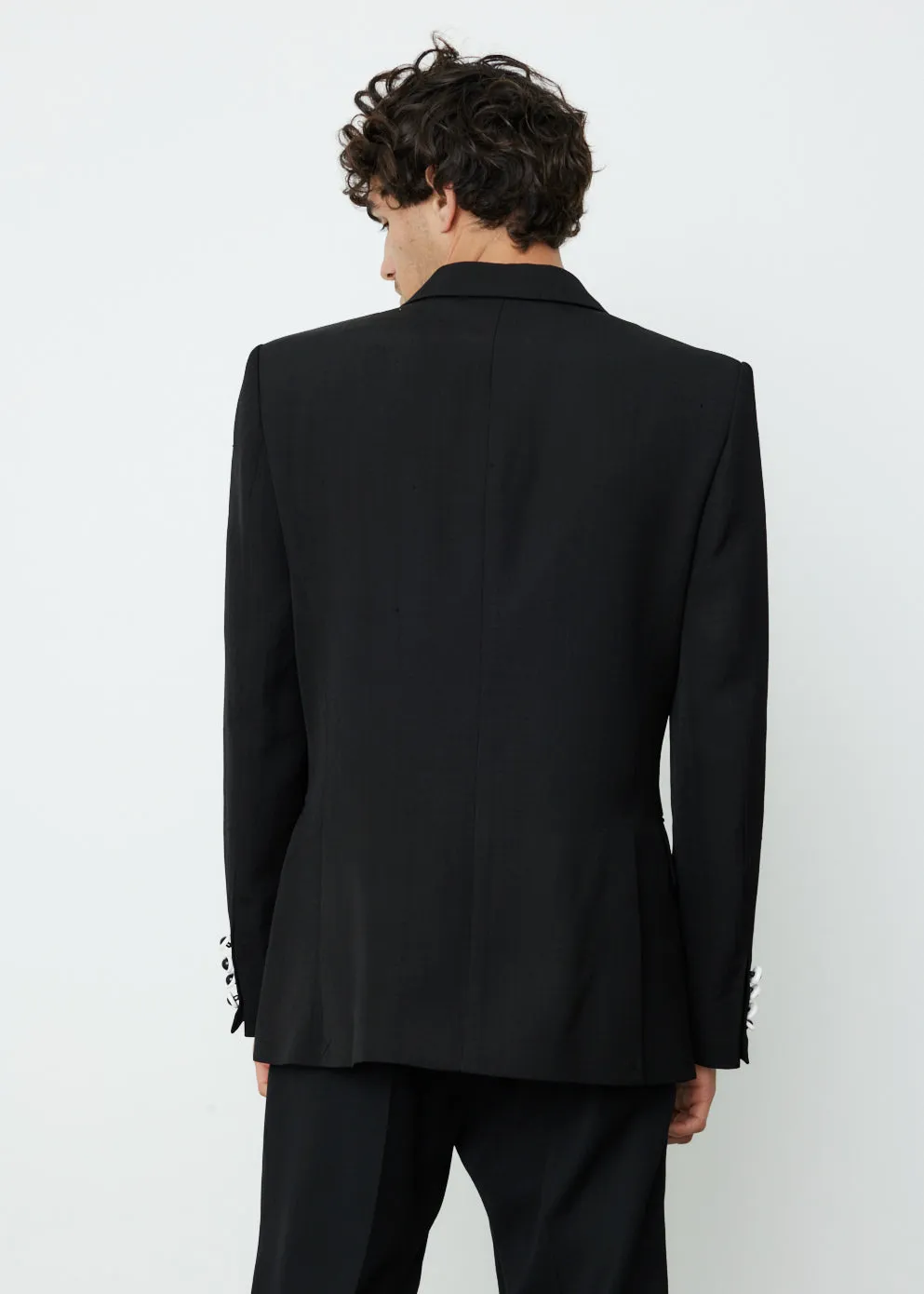 Contrast Lapel Double Breasted Blazer