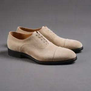 Cream Suede Leather Woodford Balmoral Toe Cap Oxfords - Formal Shoes