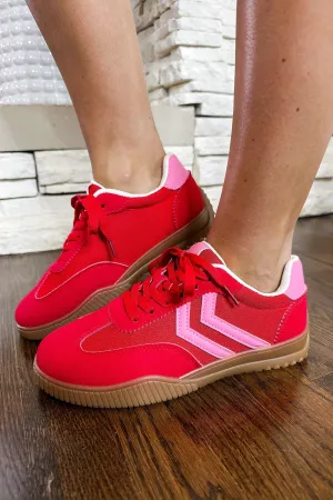 Designer Inspired Pink Striped Red Vintage Sneaker