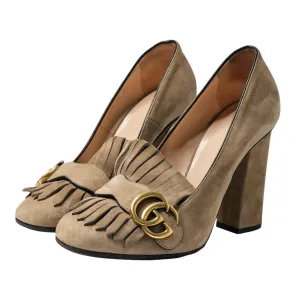 GUCCI MARMONT SUEDE FRINGE HEELS EU 37/ UK 4