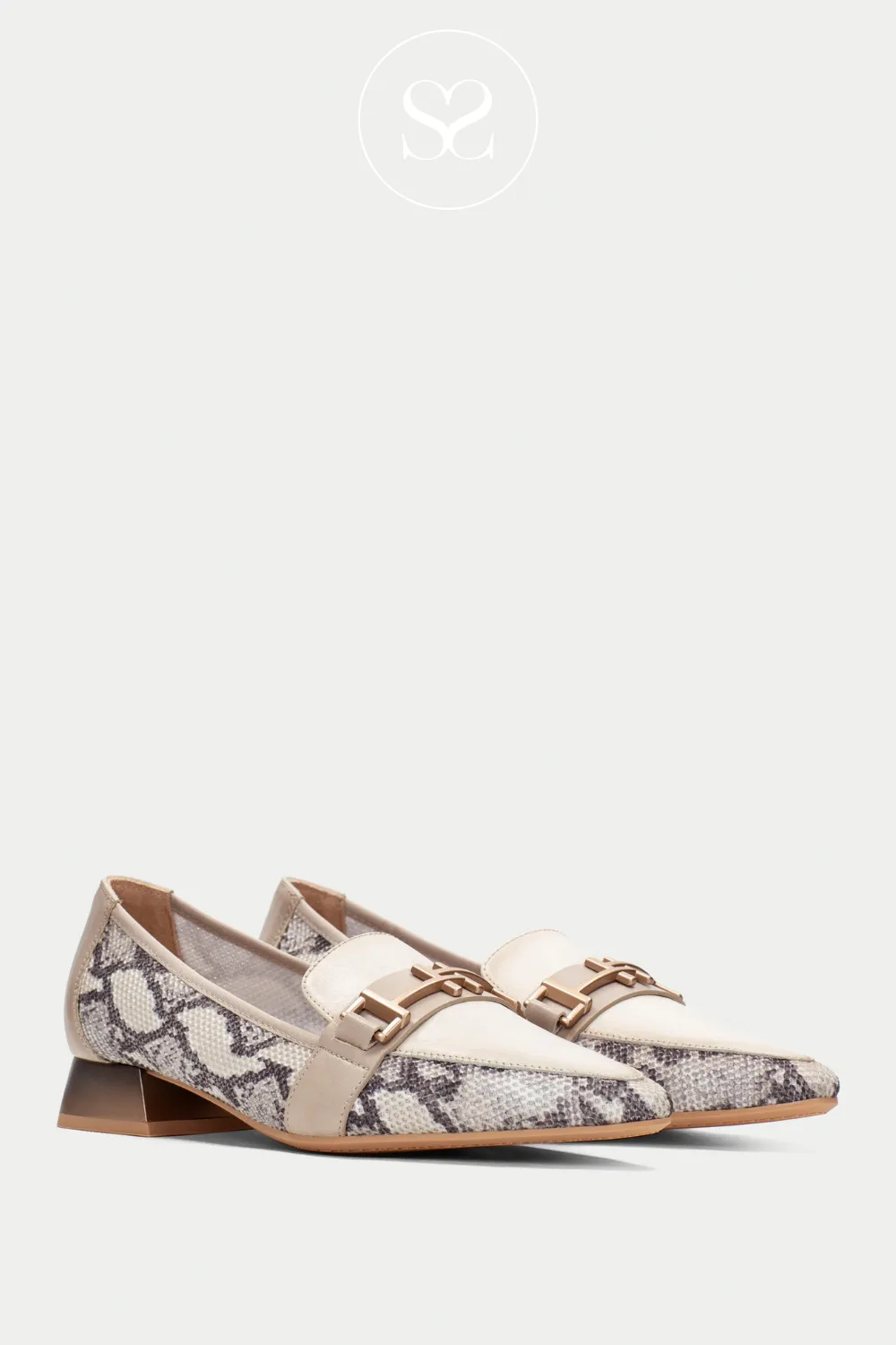 HISPANITAS SHV253816 PYTHON/CREAM BLOCK HEEL LOAFERS