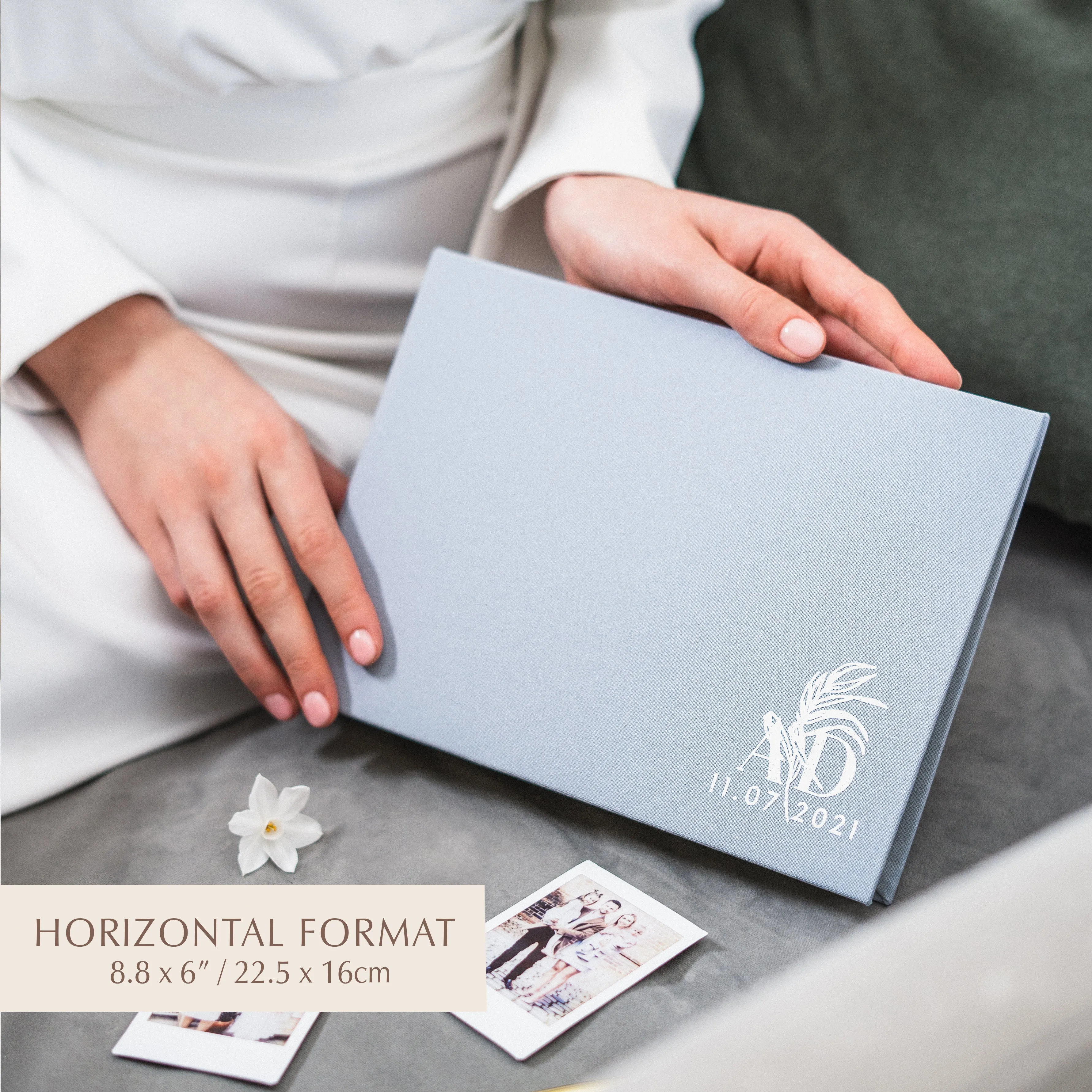 Light Blue   White Velour | Guest Book
