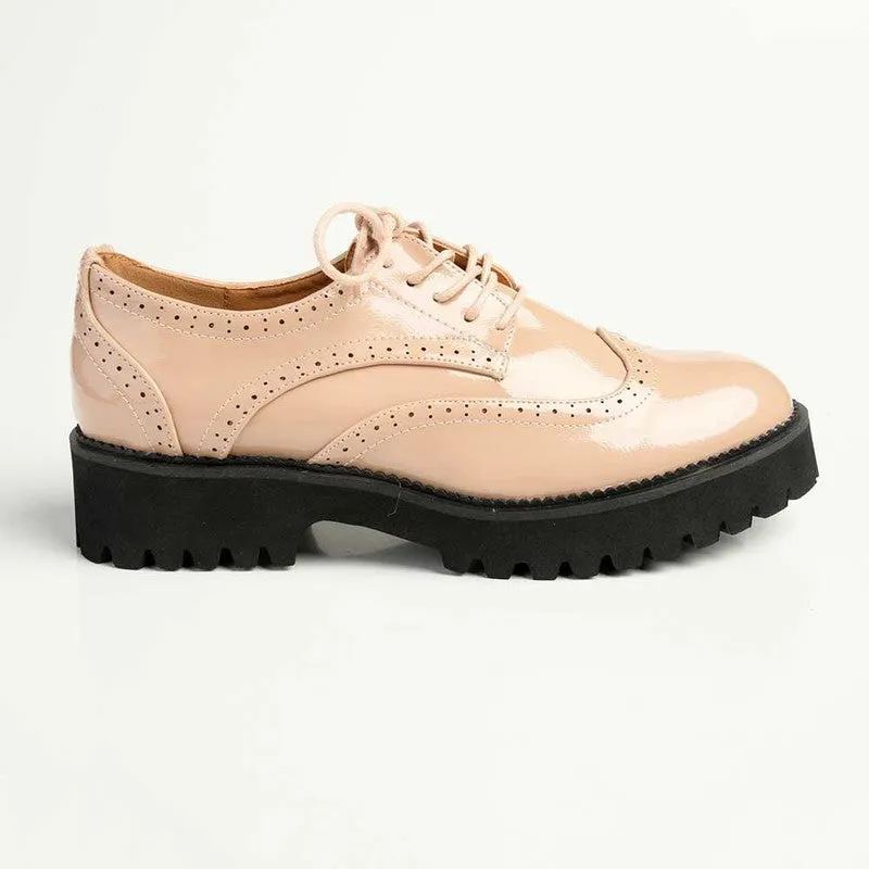 Madison Penelope Lace Up Brogue - Nude
