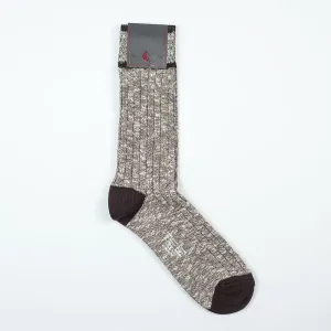 Marled brown ribbed cotton socks