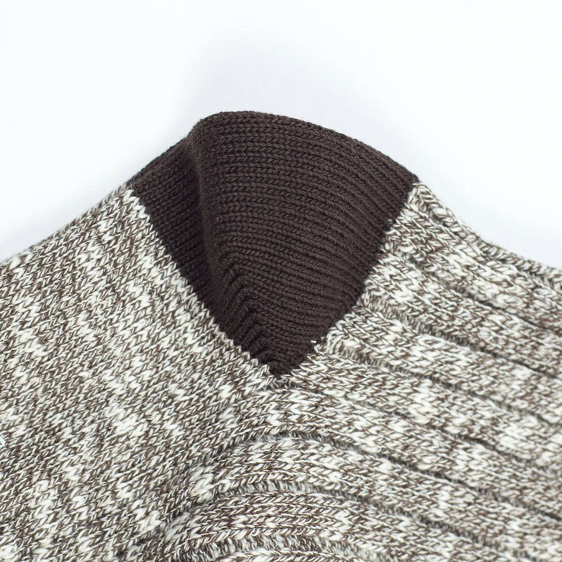 Marled brown ribbed cotton socks
