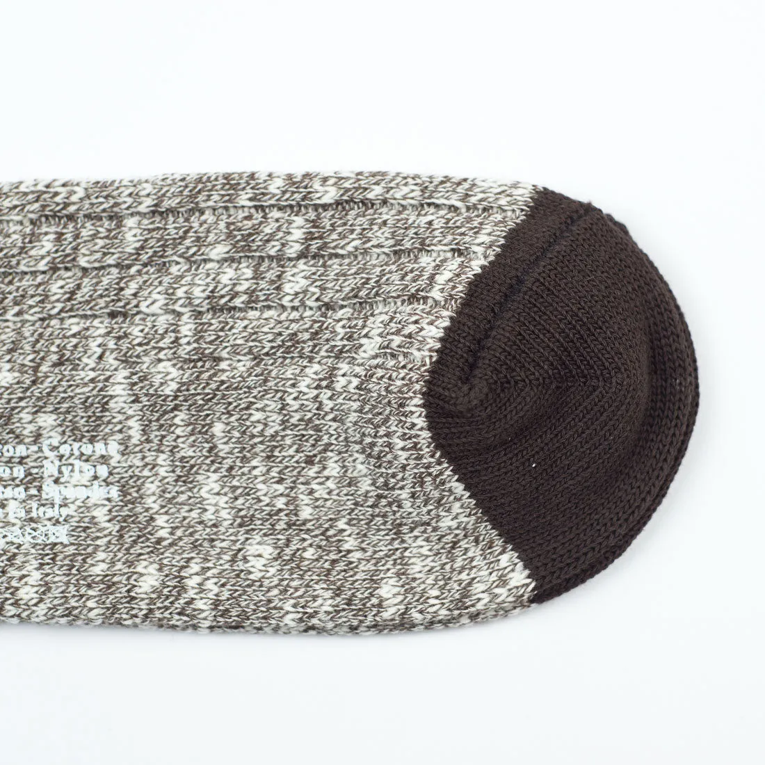 Marled brown ribbed cotton socks