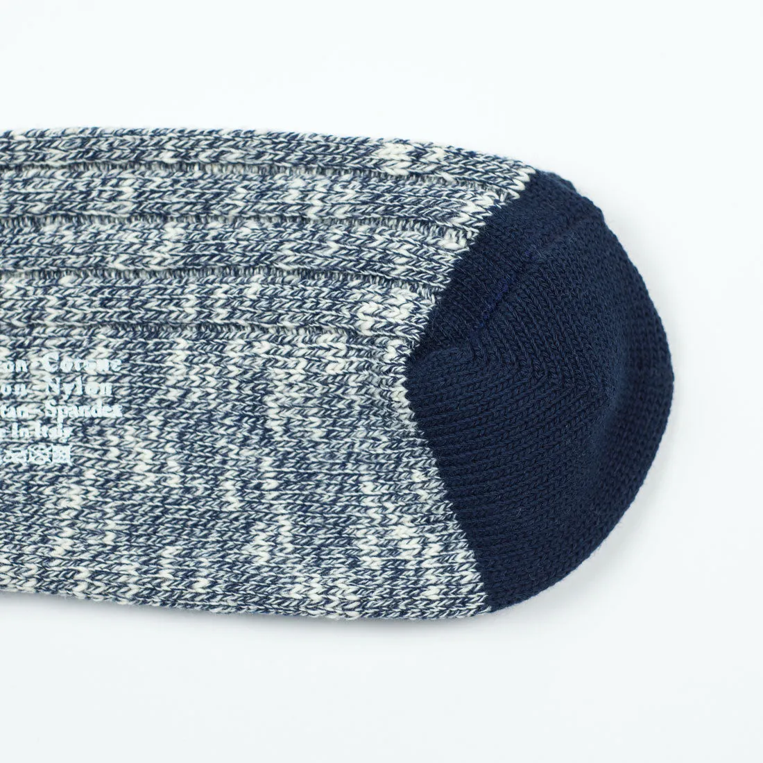 Marled navy ribbed cotton socks