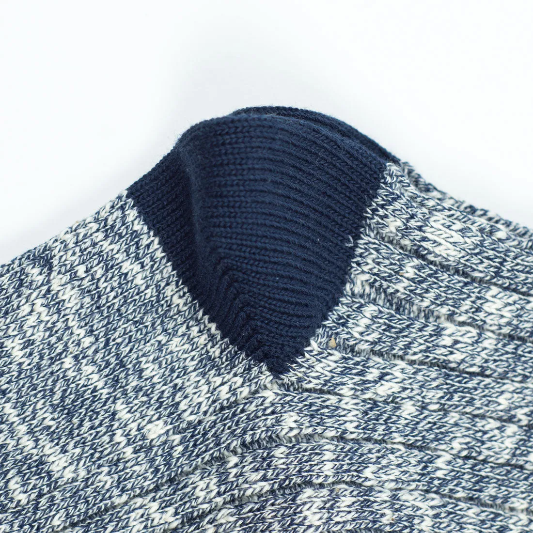 Marled navy ribbed cotton socks