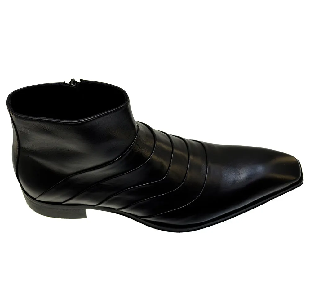 Men's Italian Shoes Jo Ghost 3242 Black Leather Formal Ankle Boots