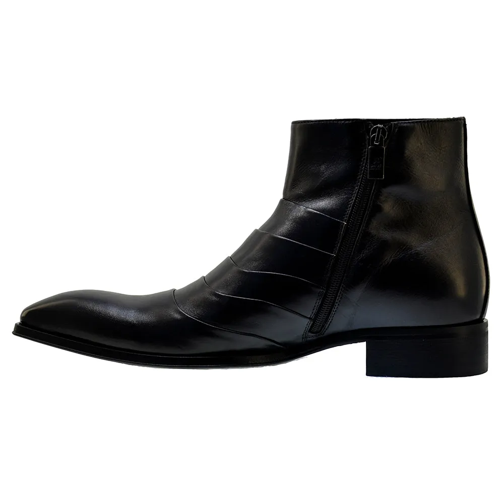 Men's Italian Shoes Jo Ghost 3242 Black Leather Formal Ankle Boots