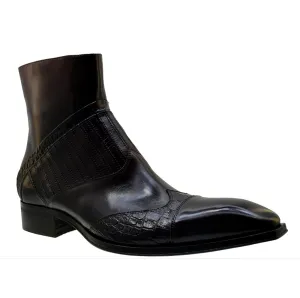 Men's Italian Shoes Jo Ghost 5222 Mulberry Print Crocodile Leather Dress Boots
