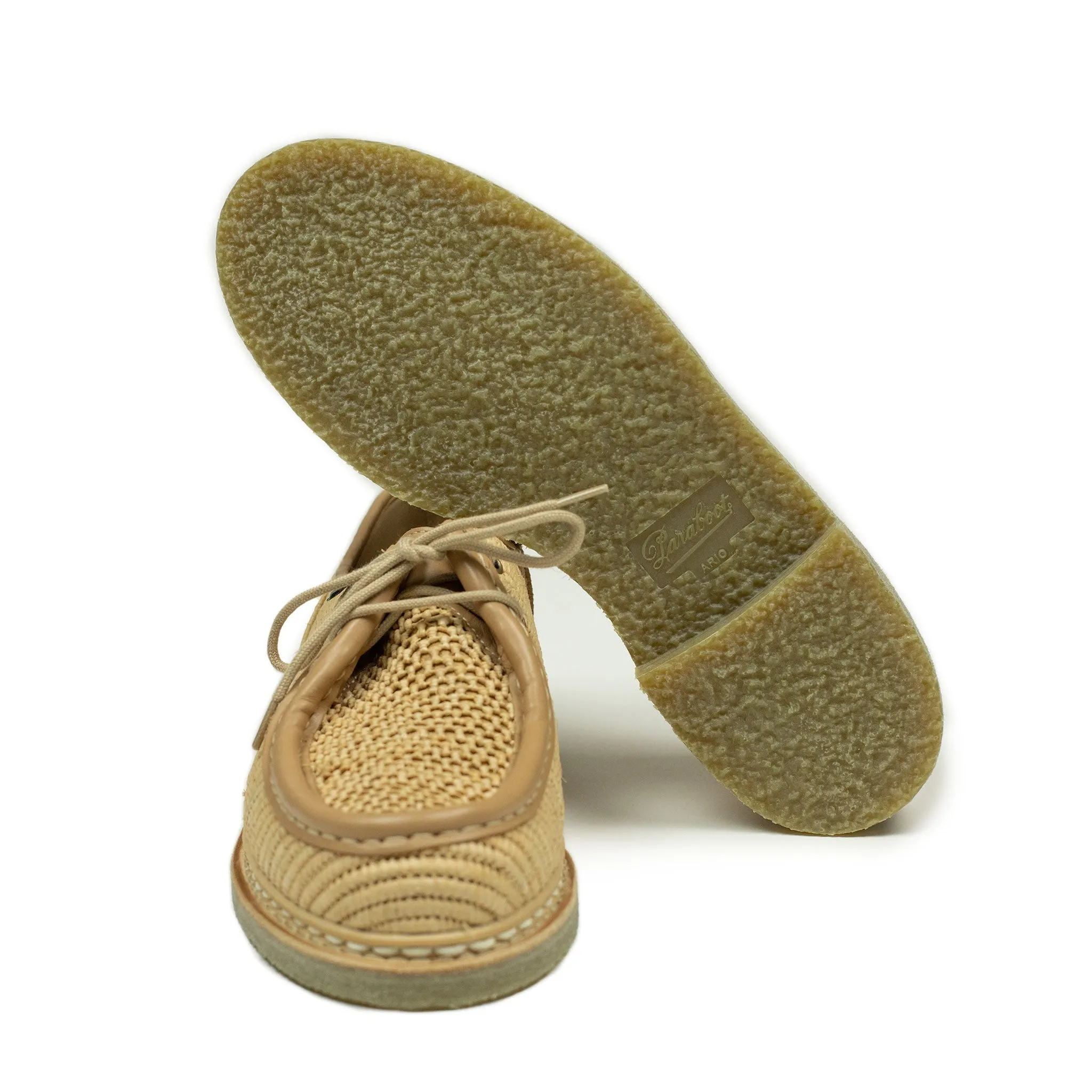 Michael Raphia tyrolean derbies in natural raffia and leather piping