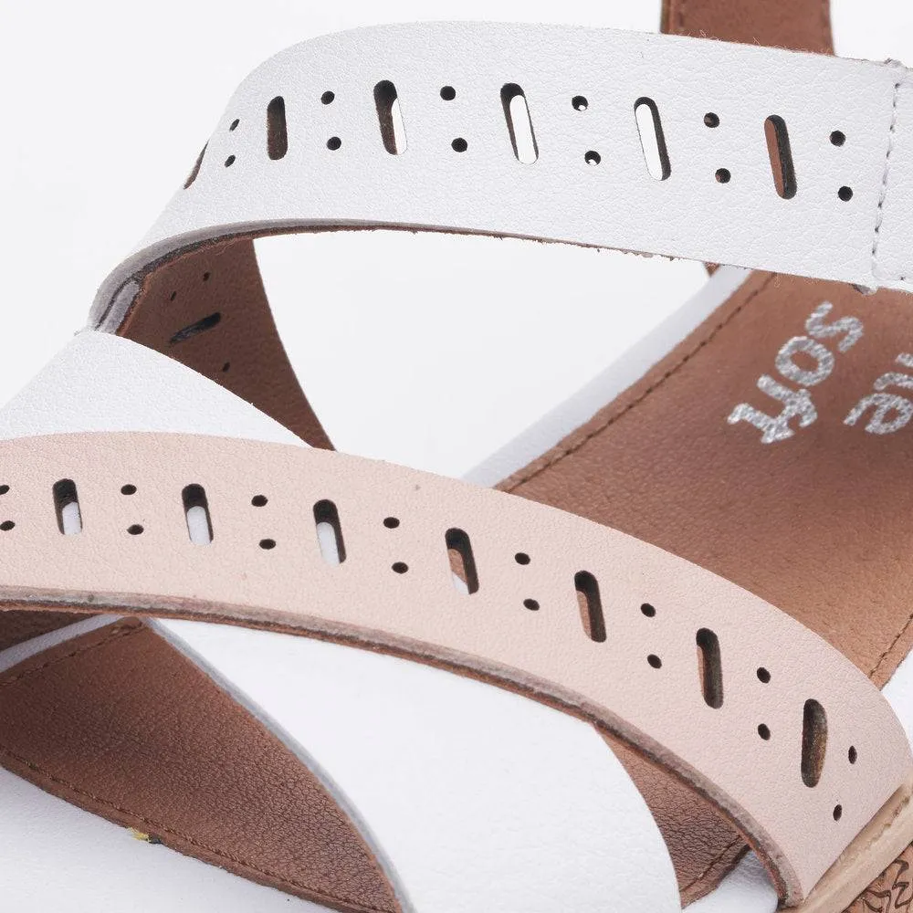 Remonte D3064-80 Ladies White, Pink & Green Leather & Textile Touch Fastening Sandals