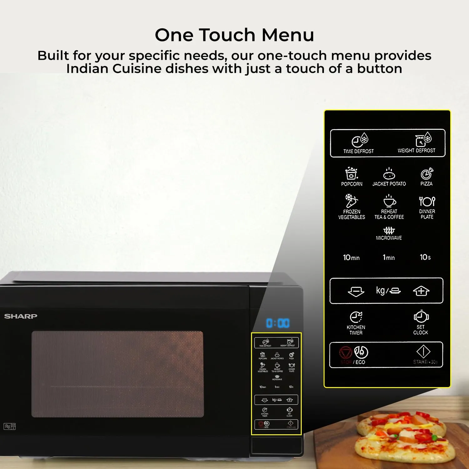 SHARP 20Litre R-220KNK Solo Microwave Oven ( Black, Ceramic Cavity, Digital Display, One-Touch Start)