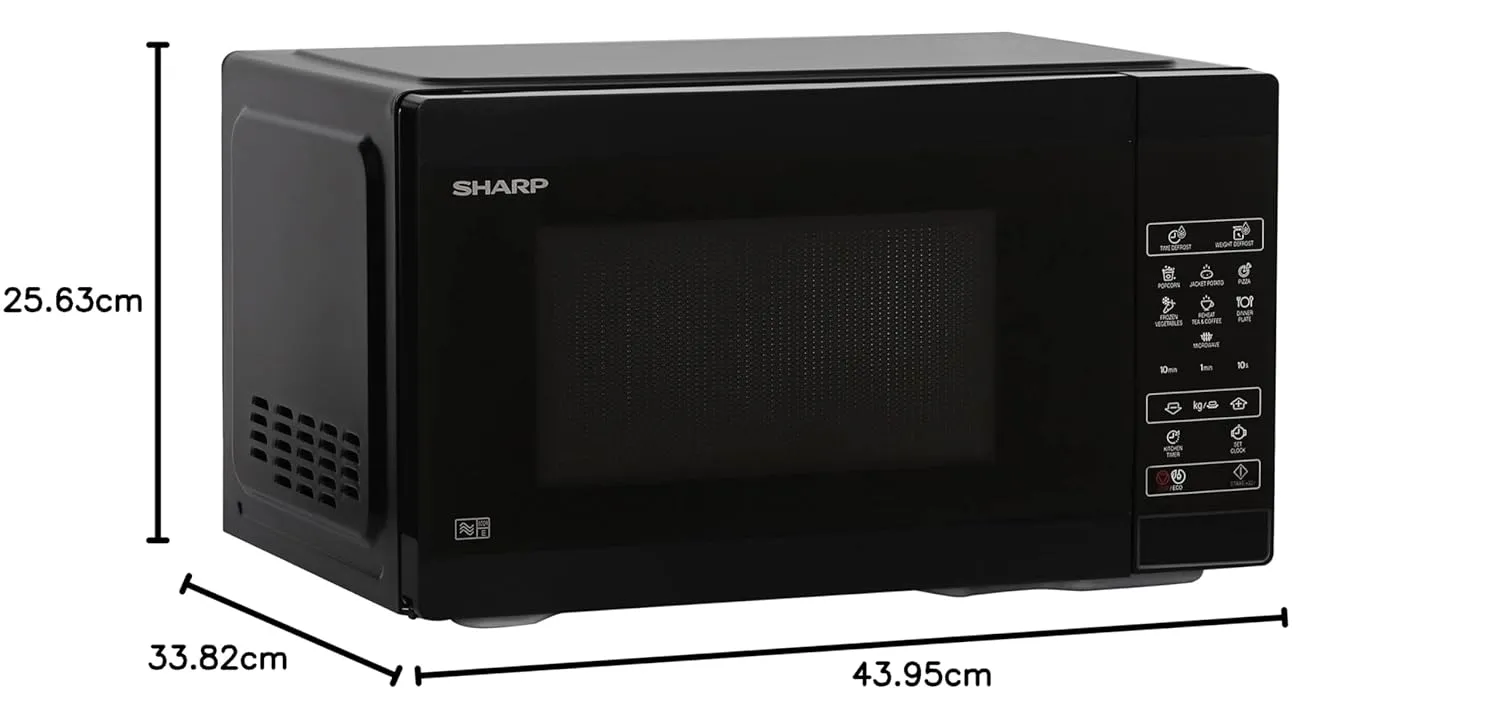 SHARP 20Litre R-220KNK Solo Microwave Oven ( Black, Ceramic Cavity, Digital Display, One-Touch Start)