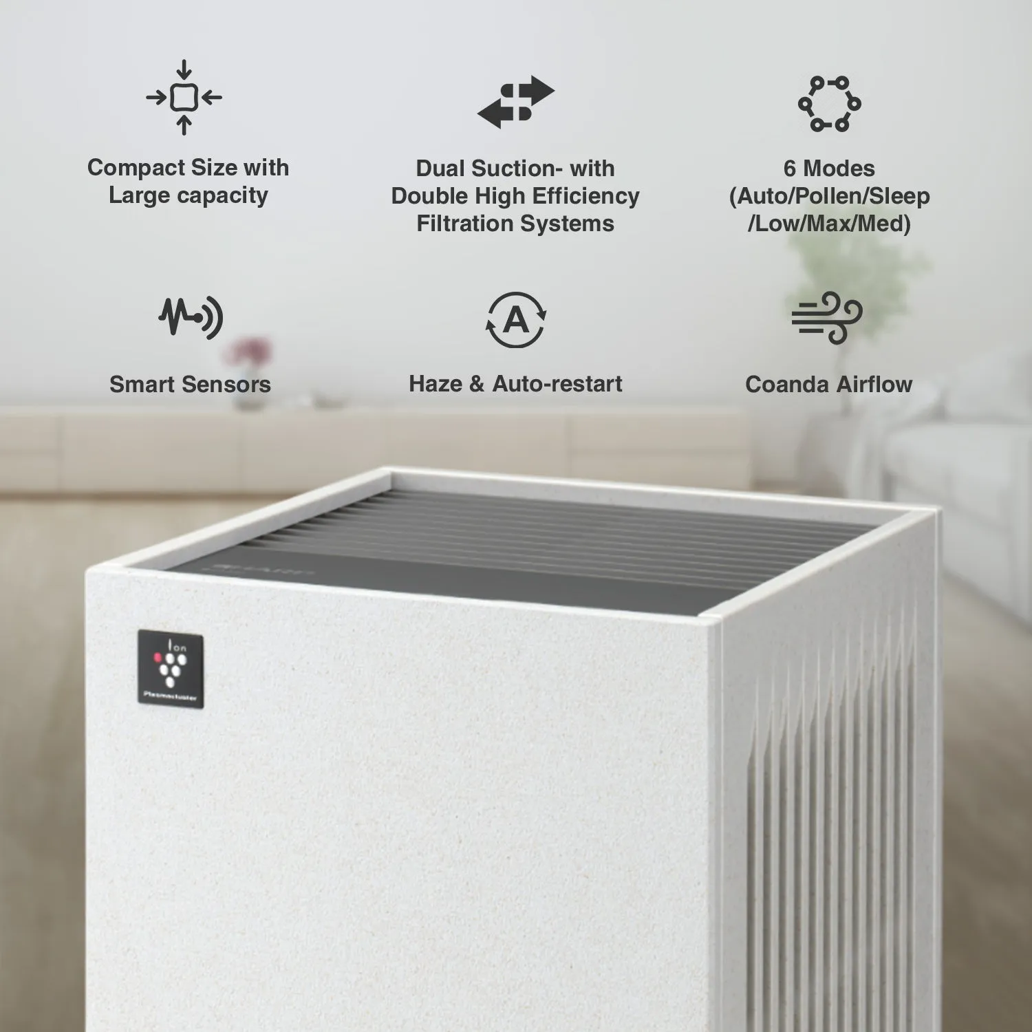 Sharp AIOT Air Purifier FP-S42M-L with Patented PCI Technology, WiFi App Control, Voice Control, HEPA I Removes Bacteria, Virus, Mold, VOCs, 4 Stage Filtration, Coverage to 330 Sq. Ft