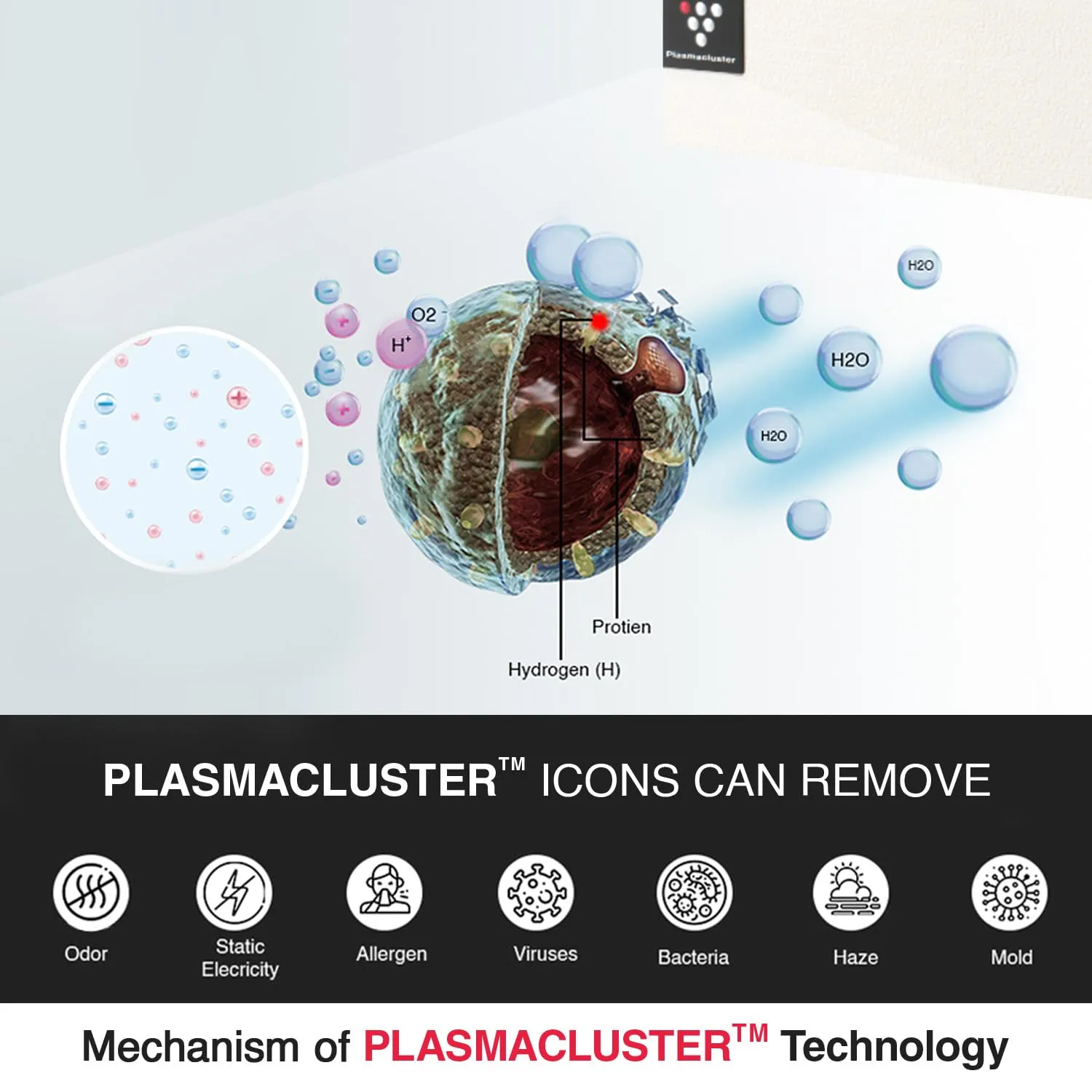 Sharp Air Purifier FP-S40M-W Patented Plasmacluster Ions Technology Air Purifier ,4 Stage Filtration
