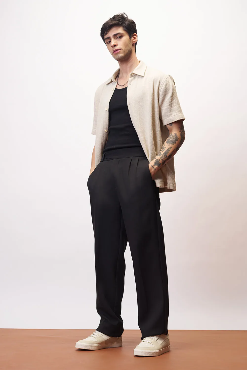 Sharp Black Gurkha Men's Korean Pants