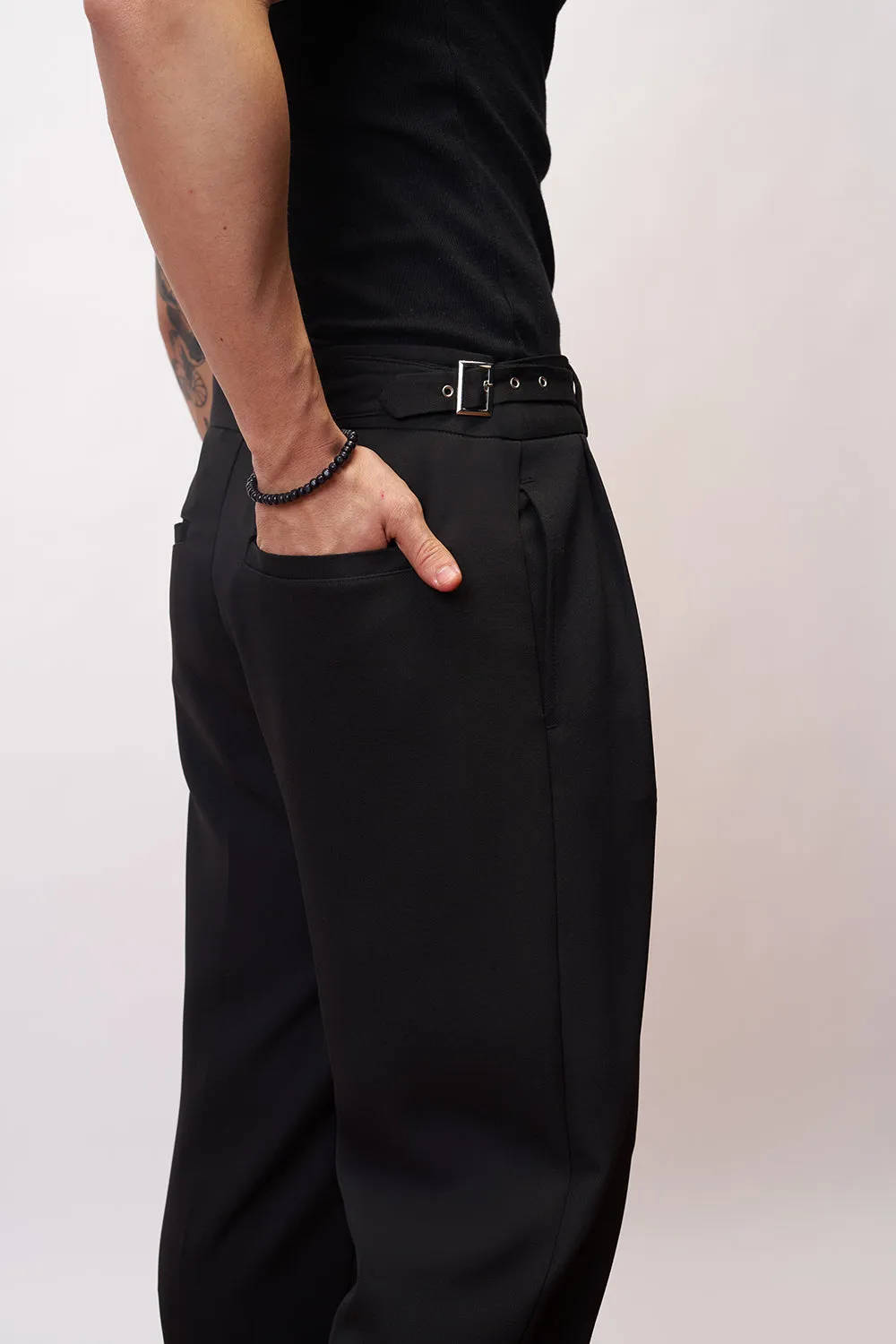 Sharp Black Gurkha Men's Korean Pants