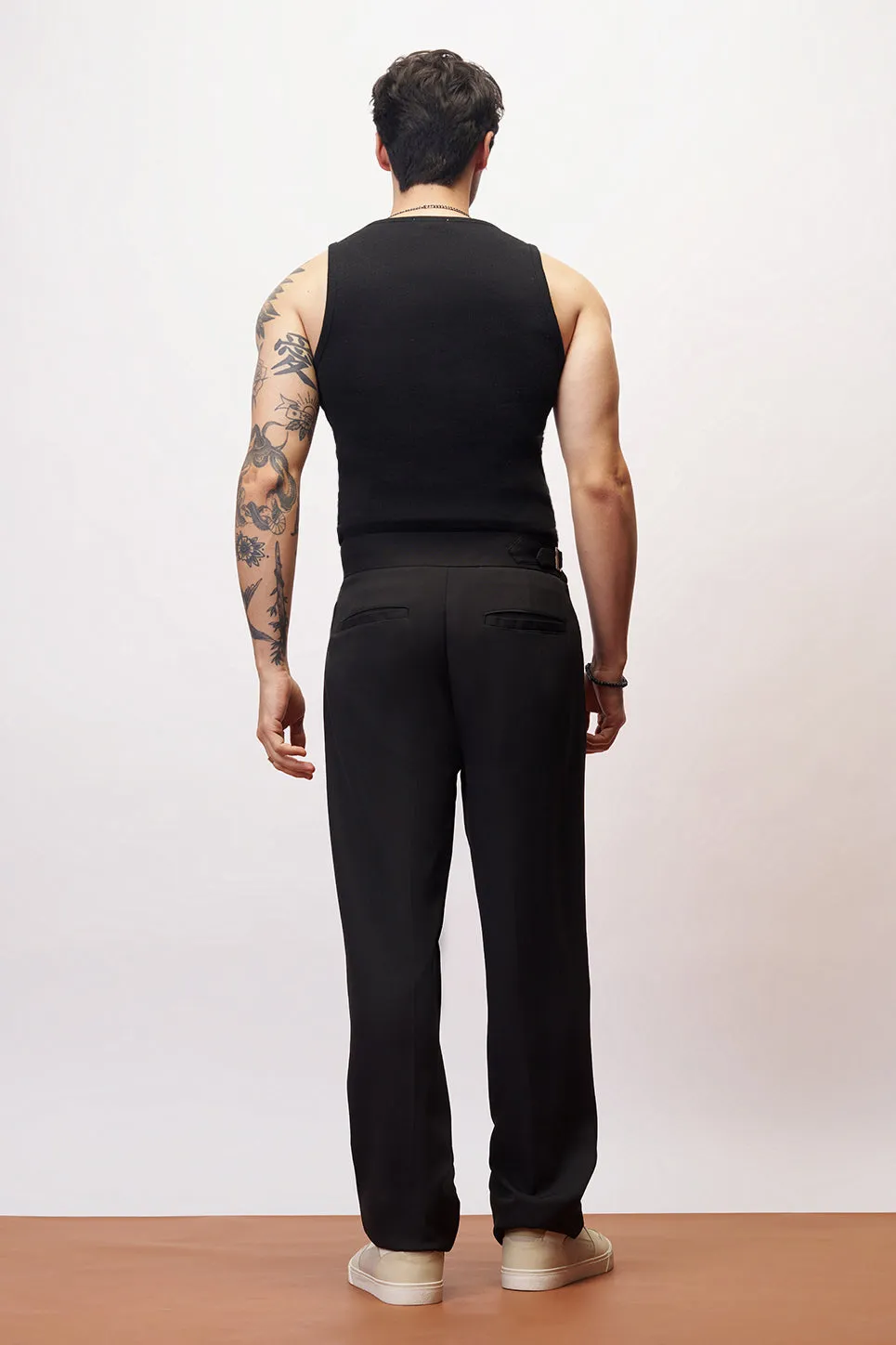 Sharp Black Gurkha Men's Korean Pants