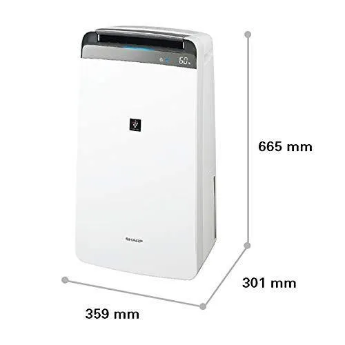 SHARP DW-J20FM-W-DE Air Purifier & Dehumidifier  20L/Day Moisture Removal, Plasmacluster Tech, HEPA Filter, Covers 550 Sq. Ft.