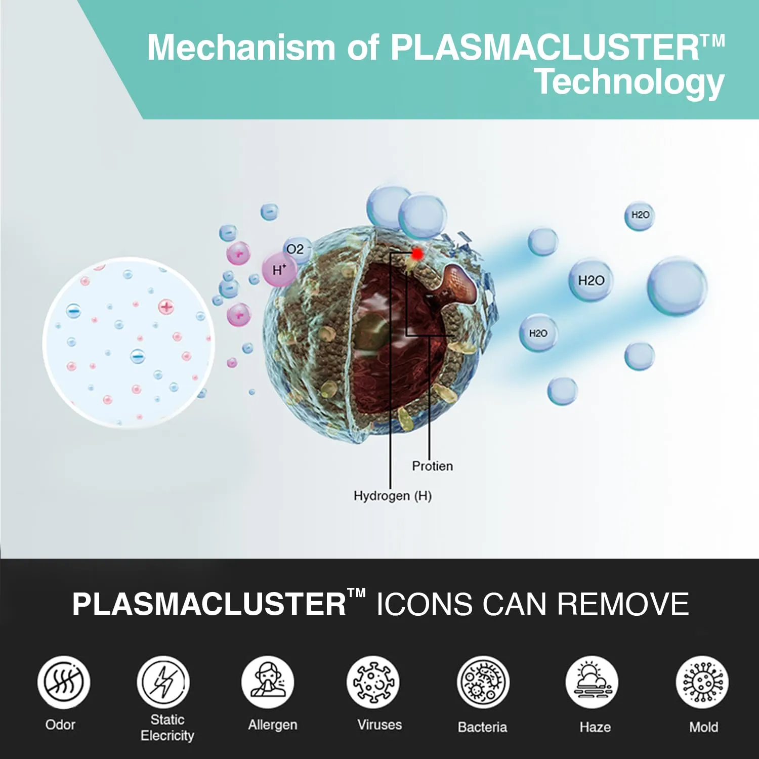 Sharp Plasmacluster Air Purifier with Humidification, for Rooms of up to 226 sq ft KC-F30E-W
