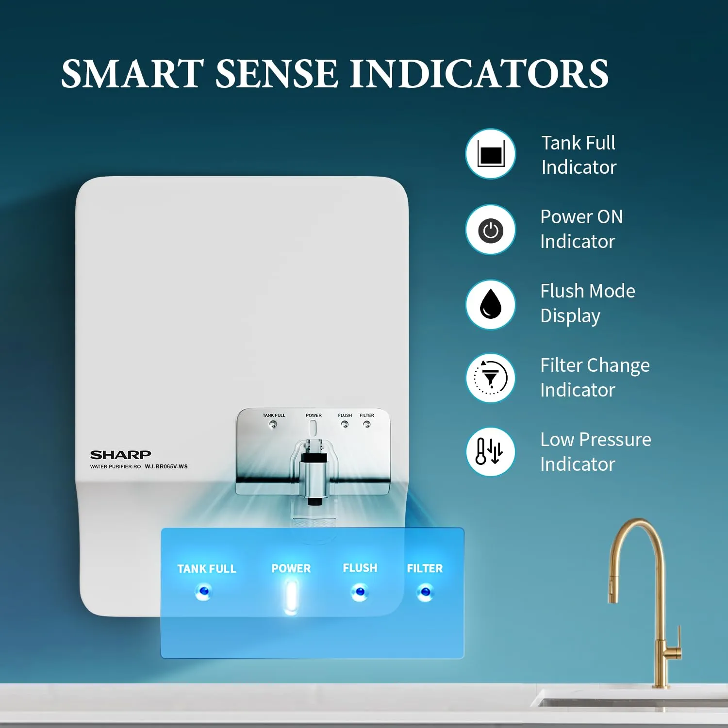SHARP WJ-RR065V-WS RO   UV Water Purifier I 7-Stage Purification I CeroSilver Technology I In-Tank UV LED I Suitable for all water sources I  White Silver