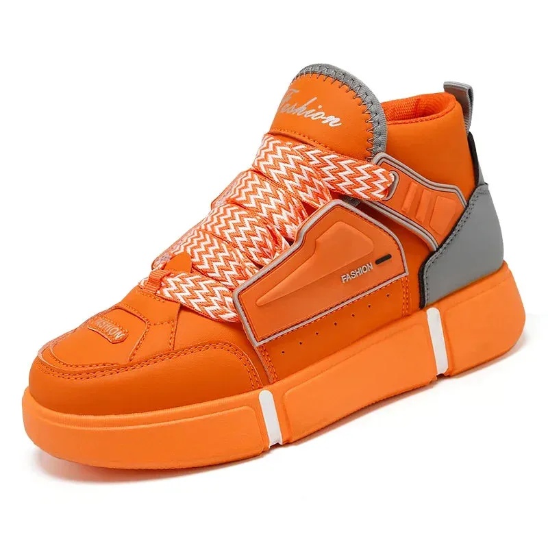 Sohiwoo New Trendy Unisex Skateboarding Shoes Black Orange Men Outdoor Street Shot Flat Sneakers Comfortable Women Skateboard Shoes