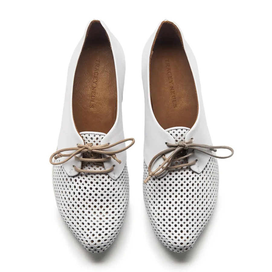SS24 BOY White | Leather Heel Derbies