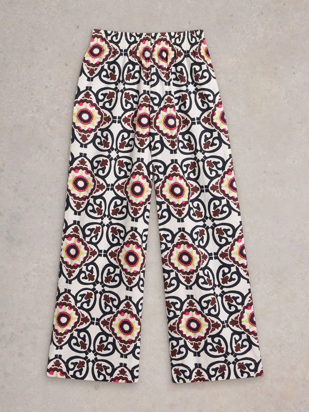 White Stuff Lucy Linen Blend Trouser White Print