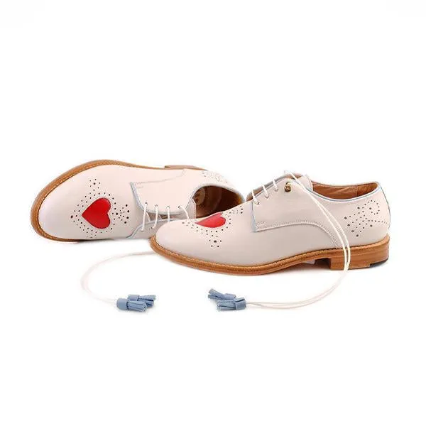Women's Round Toe Lace-Up Heart Shape Casual Brogues 07264778S