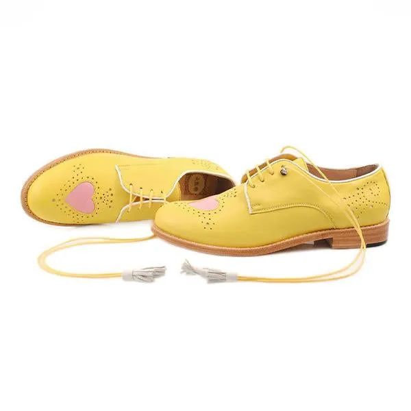 Women's Round Toe Lace-Up Heart Shape Casual Brogues 07264778S